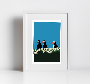 Puffins on a Cliff Print