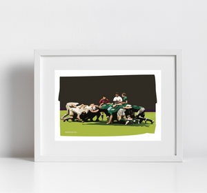 Crouch and Hold Rugby Print