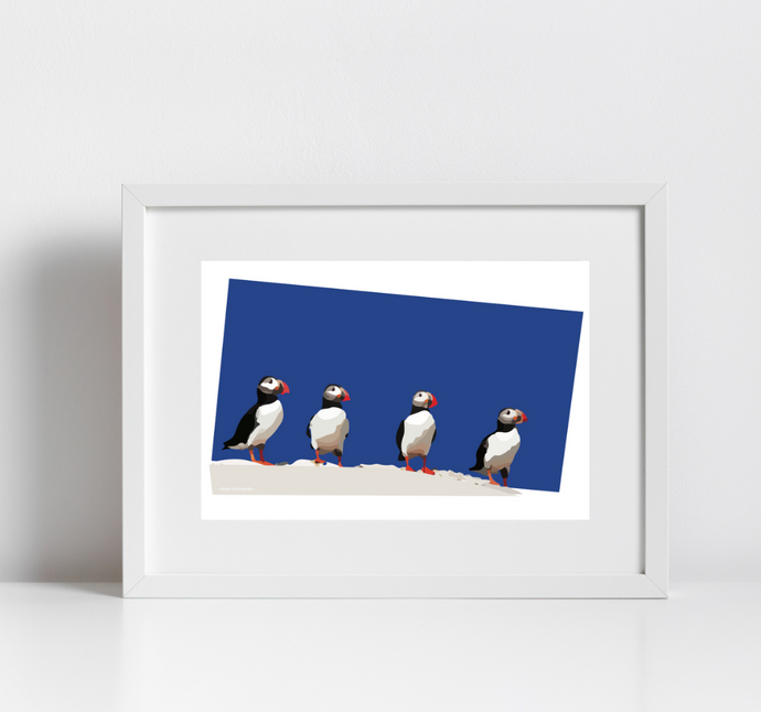 Four Puffins Print