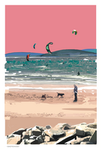 Load image into Gallery viewer, Silver strand Galway Kite Surfer and dog walker