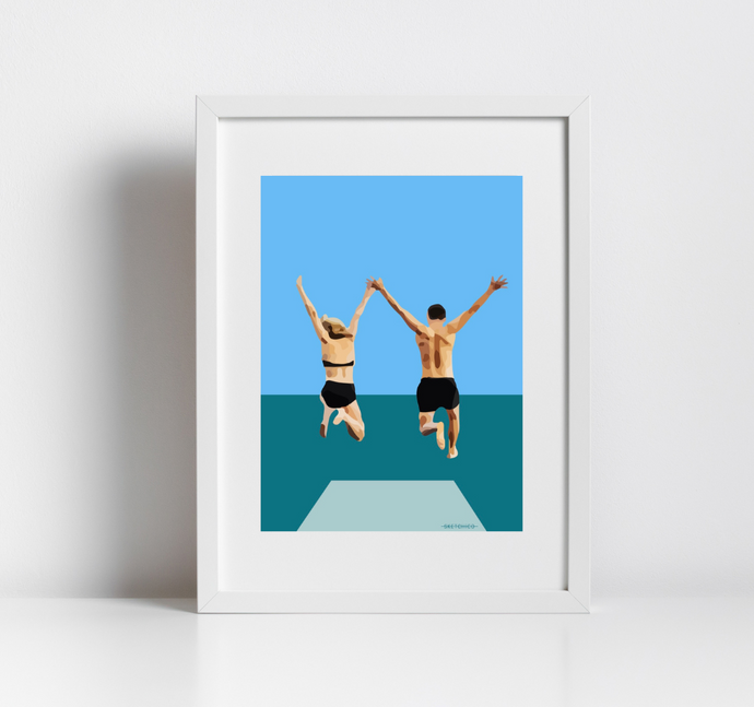 They Jump - Diving Board Print
